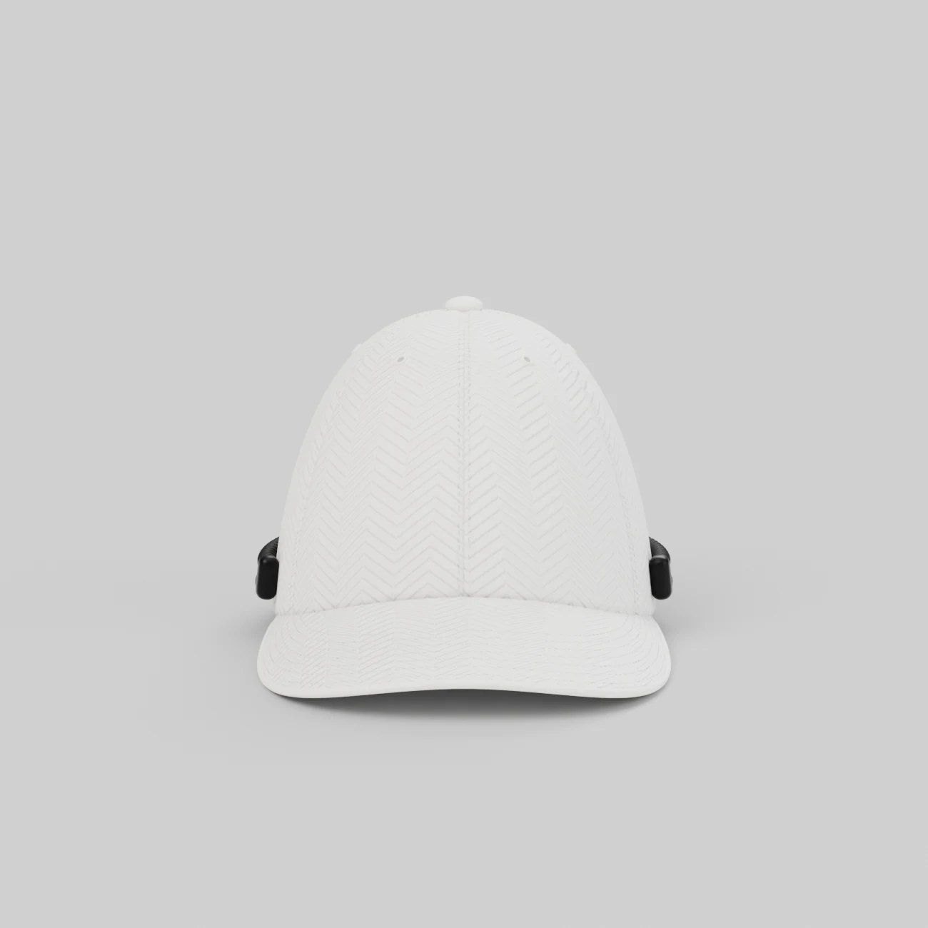 Front view: six-panel crown and curved visor